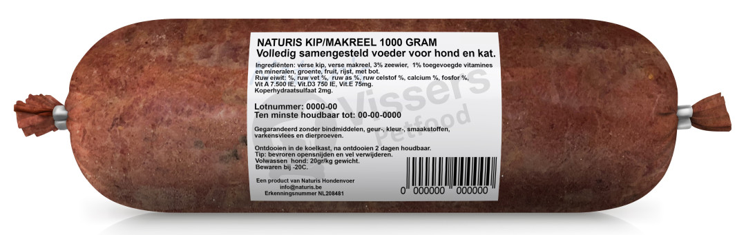 Naturis Vers Vlees voeding Kip/Makreel 1000 gr